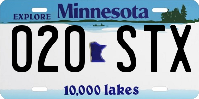 MN license plate 020STX