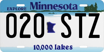 MN license plate 020STZ