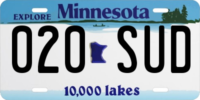 MN license plate 020SUD