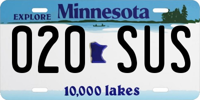 MN license plate 020SUS