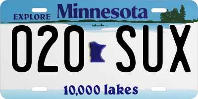 MN license plate 020SUX