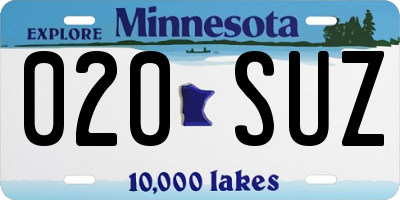 MN license plate 020SUZ