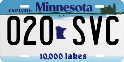 MN license plate 020SVC