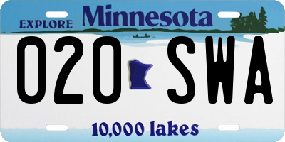 MN license plate 020SWA