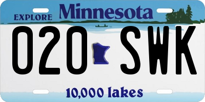 MN license plate 020SWK