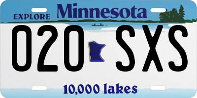 MN license plate 020SXS