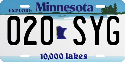 MN license plate 020SYG