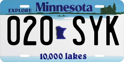 MN license plate 020SYK