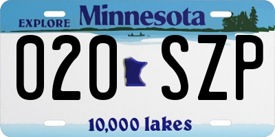 MN license plate 020SZP