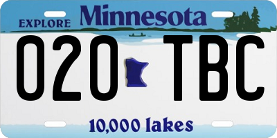 MN license plate 020TBC