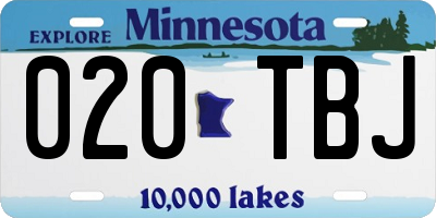 MN license plate 020TBJ