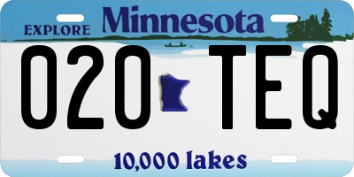 MN license plate 020TEQ