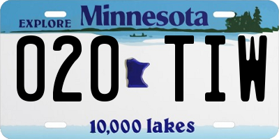 MN license plate 020TIW