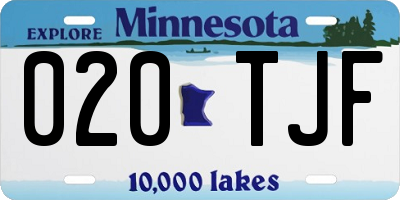 MN license plate 020TJF