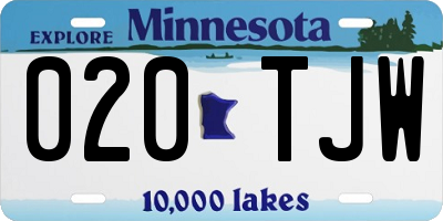 MN license plate 020TJW