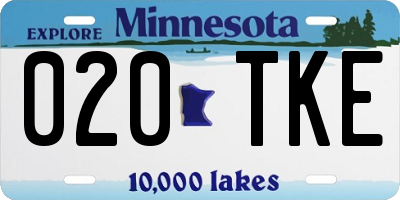 MN license plate 020TKE