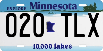 MN license plate 020TLX