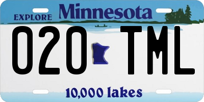 MN license plate 020TML