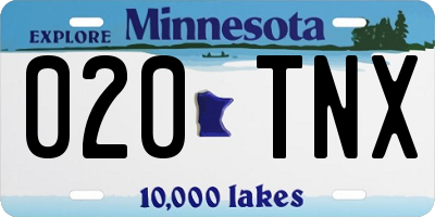MN license plate 020TNX