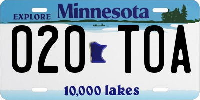 MN license plate 020TOA