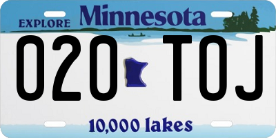 MN license plate 020TOJ