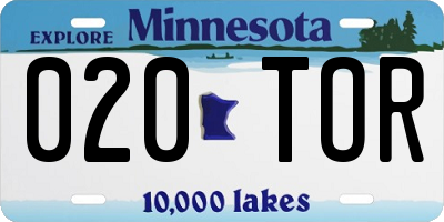 MN license plate 020TOR