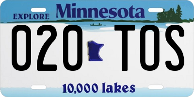 MN license plate 020TOS