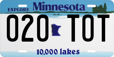MN license plate 020TOT