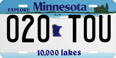 MN license plate 020TOU
