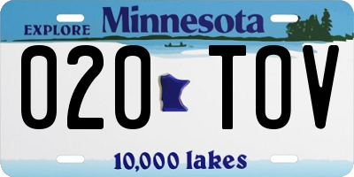 MN license plate 020TOV