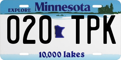MN license plate 020TPK