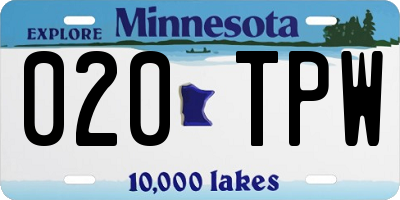 MN license plate 020TPW