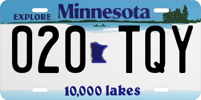 MN license plate 020TQY