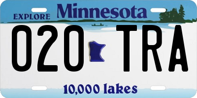 MN license plate 020TRA