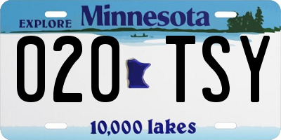 MN license plate 020TSY