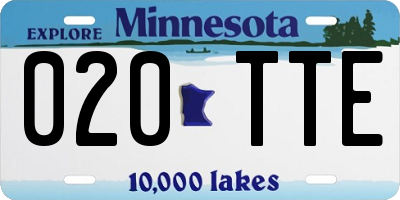 MN license plate 020TTE