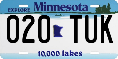 MN license plate 020TUK