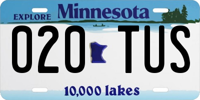 MN license plate 020TUS