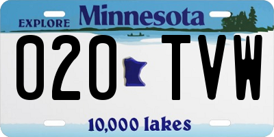 MN license plate 020TVW