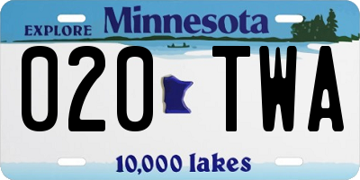 MN license plate 020TWA