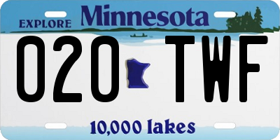 MN license plate 020TWF