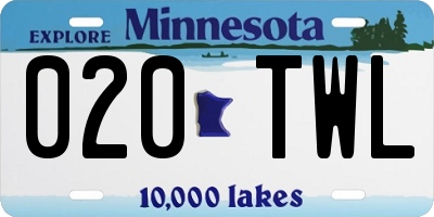 MN license plate 020TWL