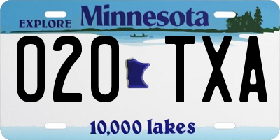MN license plate 020TXA