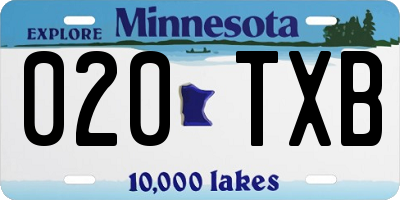 MN license plate 020TXB