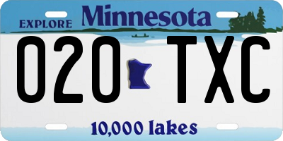 MN license plate 020TXC