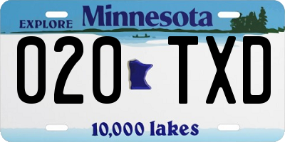 MN license plate 020TXD