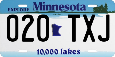MN license plate 020TXJ
