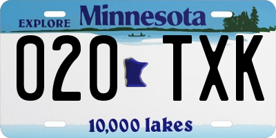 MN license plate 020TXK