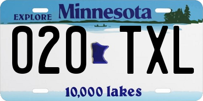 MN license plate 020TXL