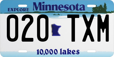 MN license plate 020TXM
